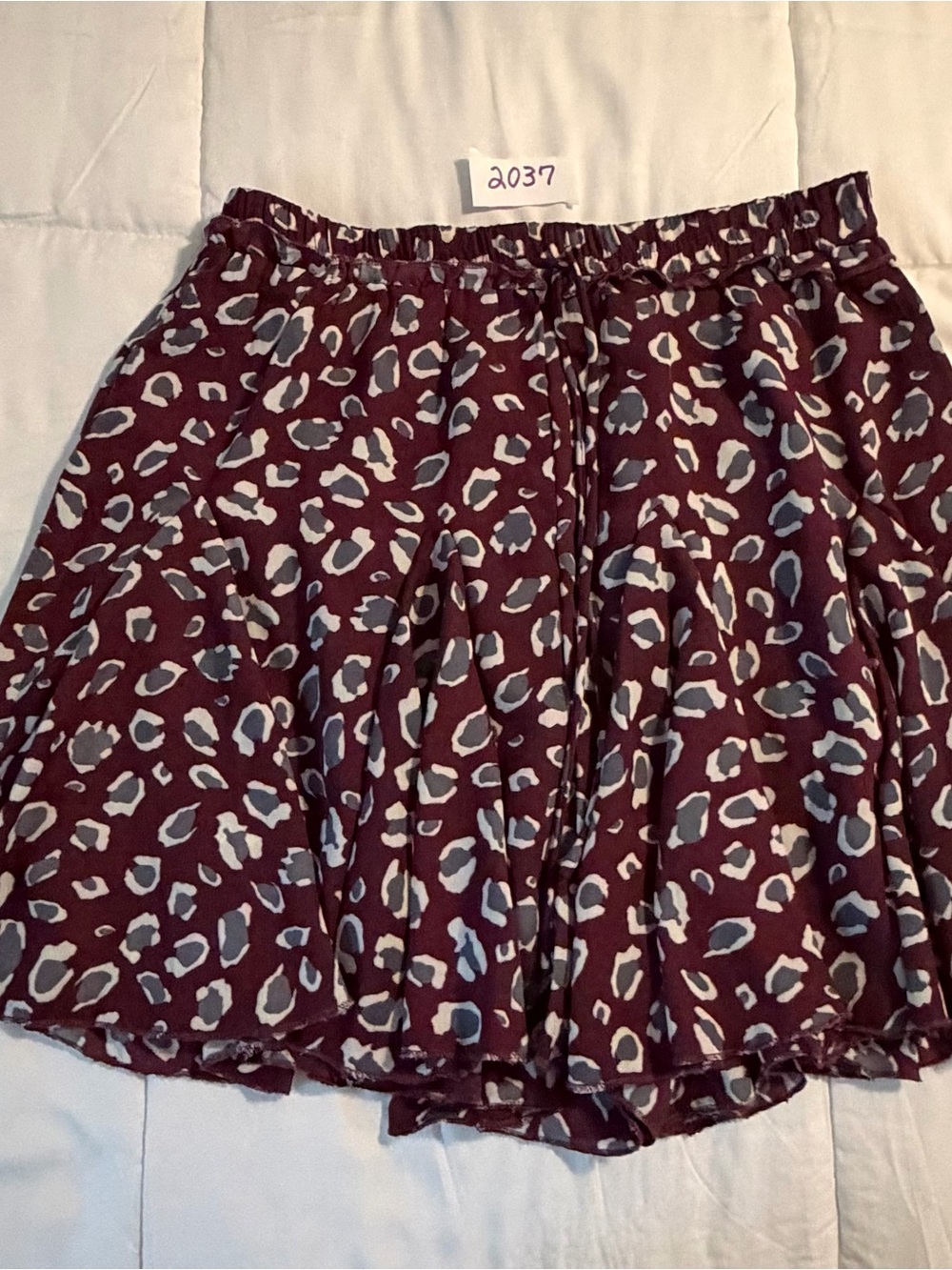 Women's Burgundy Leopard Print flowy shorts